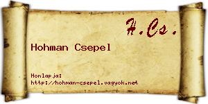 Hohman Csepel névjegykártya